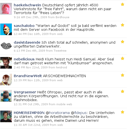 Fav-Tweets 2009
